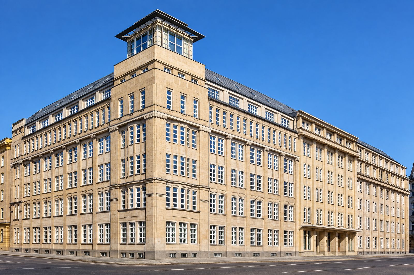 The corner building Schicklerstraße 5-7 with its tower in Berlin-Mitte